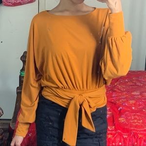 Long-Sleeved Orange Flowy Top